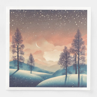 Winter Wonderland Napkins with Abstract Landscape