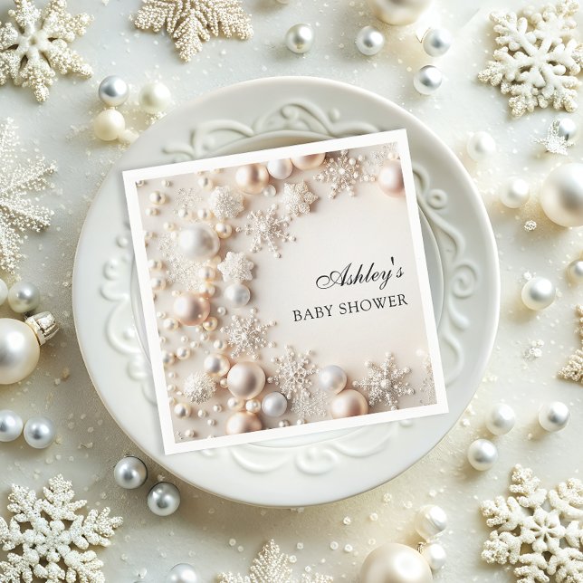 Winter Wonderland Neutral Baby Shower Napkin (Creator Uploaded)