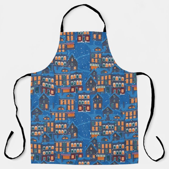 Winter Wonderland: Nighttime House Scapes Apron (Front)