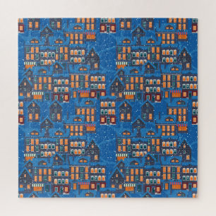 Winter Wonderland: Nighttime House Scapes Jigsaw Puzzle