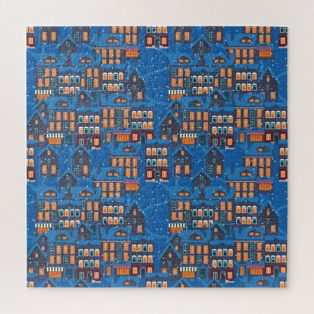 Winter Wonderland: Nighttime House Scapes Jigsaw Puzzle (Vertical)