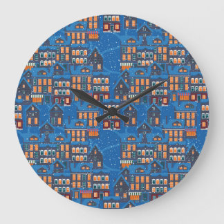Winter Wonderland: Nighttime House Scapes Large Clock