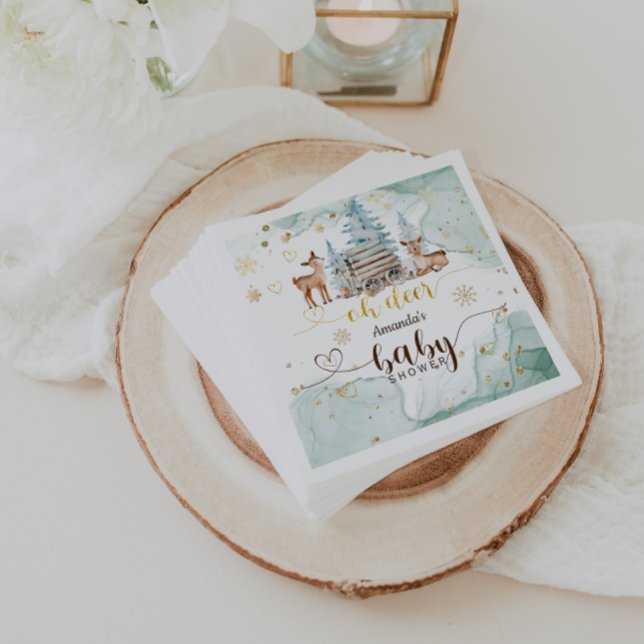 Winter Wonderland Oh Deer Baby Shower Napkin (Creator Uploaded)