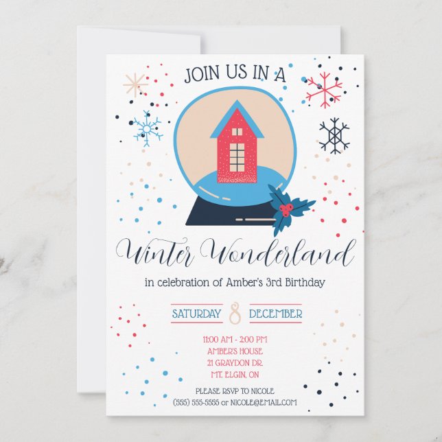 Winter Wonderland, ONEderland Birthday Party Invitation (Front)