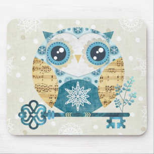 Winter Wonderland Owl Mousepad