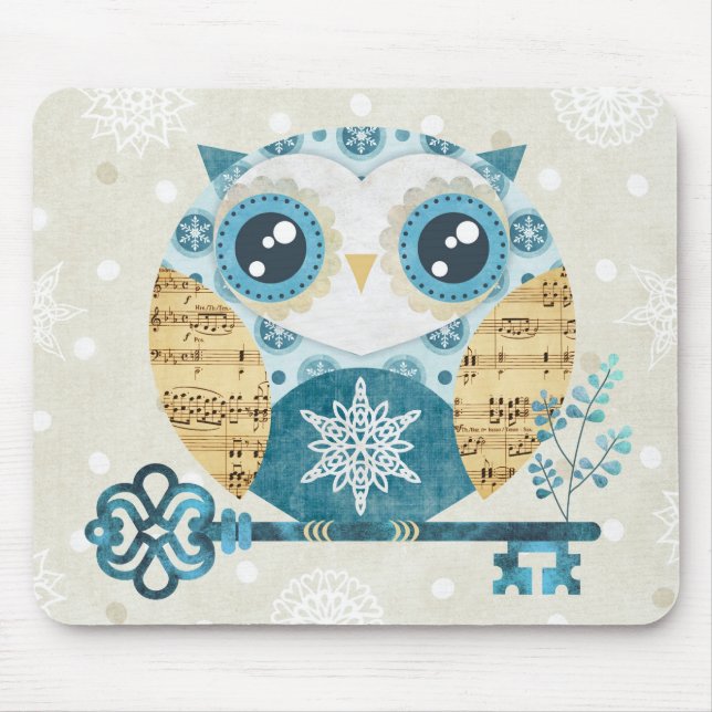 Winter Wonderland Owl Mousepad (Front)