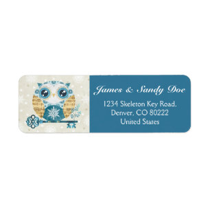 Winter Wonderland Owl Return Address Labels