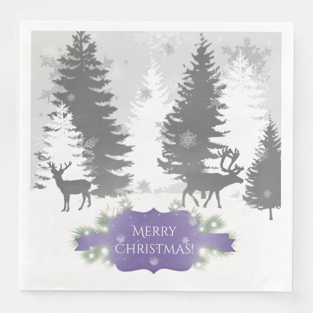 Winter Wonderland Paper Napkin - Purple (Front)