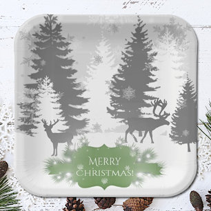 Winter Wonderland Paper Plate - Green