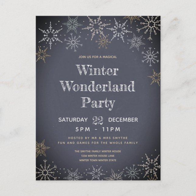 Winter Wonderland Party Holiday Invitation Postcard (Front)