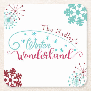 Winter Wonderland Party Square Paper Coaster