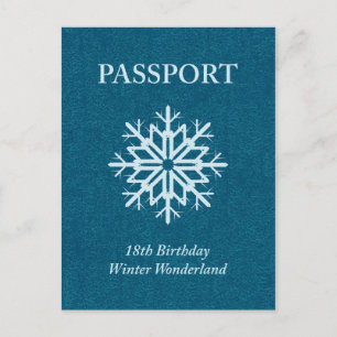 winter wonderland passport 18th birthday postcard