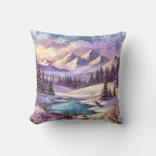 Winter Wonderland Patterns of Nature Mountain Lake Cushion