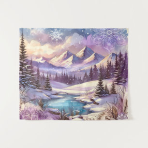 Winter Wonderland Patterns of Nature Mountain Lake Tapestry