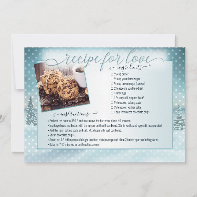 Winter Wonderland Photo Bridal Recipe Card (Back)