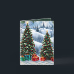 Winter Wonderland Photo & Craft Christmas Card<br><div class="desc">Step into a serene 'Winter Wonderland' with our enchanting Christmas card. The front showcases a picturesque watercolor illustration of a snowy outdoor landscape adorned with two beautifully decorated Christmas trees, crowned by starry toppers, and surrounded by a colourful array of wrapped presents. This scene captures the season's essence. Open the...</div>