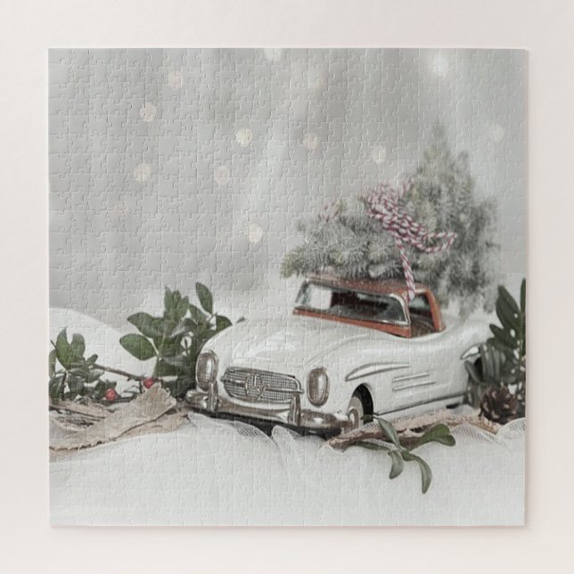 Winter Wonderland,Pine Tree,Car Jigsaw Puzzle (Vertical)