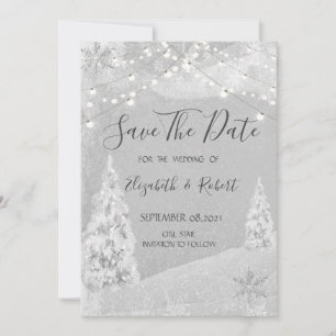 Winter Wonderland,Pine Tree Grey Save The Date