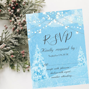 Winter Wonderland, Pine Tree RSVP  Invitation