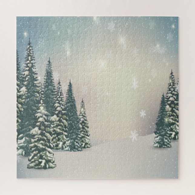 Winter Wonderland,Pine Trees,Forest,Snow Jigsaw Puzzle (Vertical)