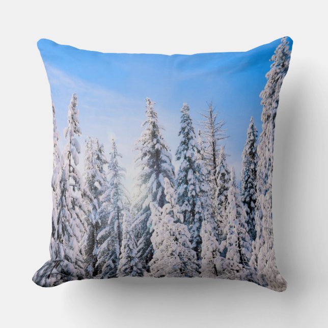 Winter Wonderland Pine Trees in Snow Cushion (Front)