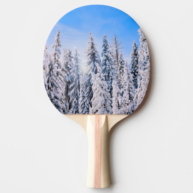 Winter Wonderland Pine Trees in Snow Ping Pong Paddle (Front)