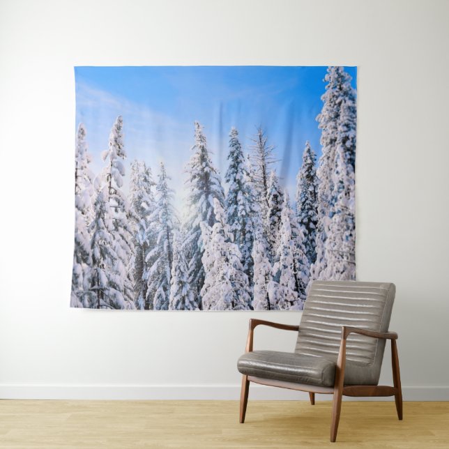 Winter Wonderland Pine Trees in Snow Tapestry (In Situ (Horizontal))