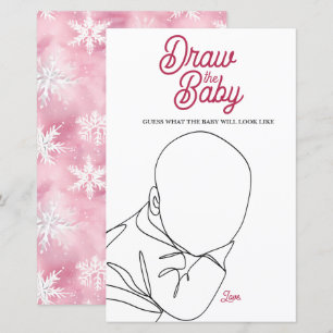 Winter Wonderland Pink Baby Shower Game Draw Baby