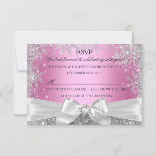 Winter Wonderland Pink Sweet 16 RSVP Card