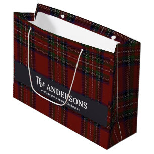 Winter Wonderland Plaid Tartan Rustic Christmas Large Gift Bag
