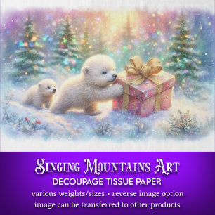Winter Wonderland Polar Bears & Gift Decoupage Tissue Paper