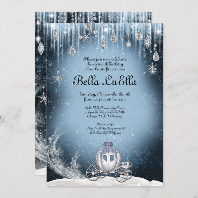 Winter Wonderland Princess Party Invitation (Front/Back)