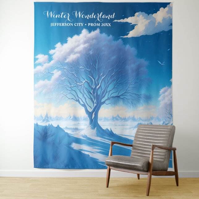 Winter Wonderland Prom Theme Backdrop Tapestry (In Situ)