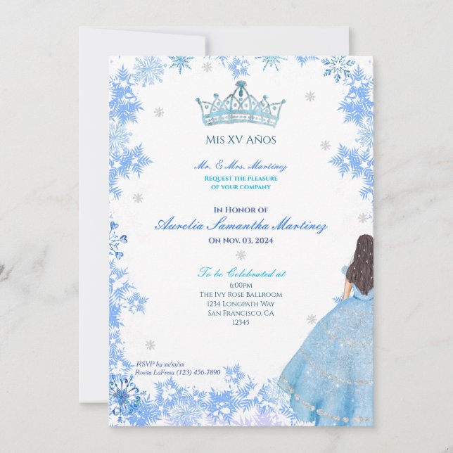 Winter Wonderland Quinceañera Invitation (Front)