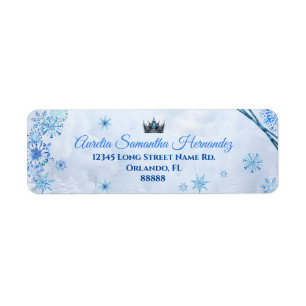 Winter Wonderland Quinceañera Return Address Label