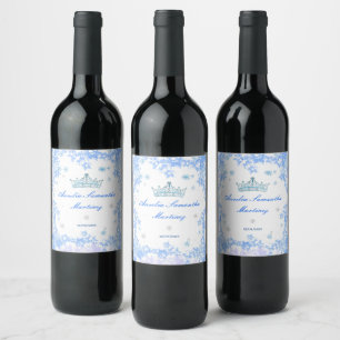 Winter Wonderland Quinceañera Wine Bottle Label