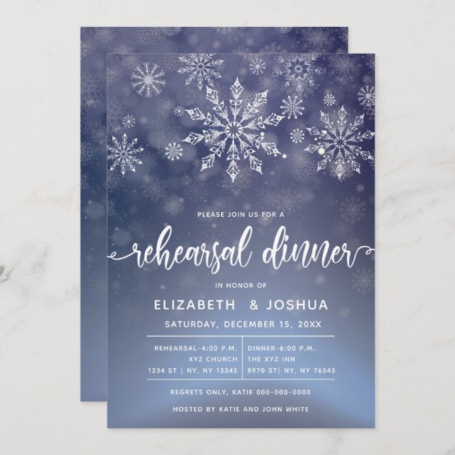 Winter Wonderland rehearsal dinner  Invitation (Front/Back)