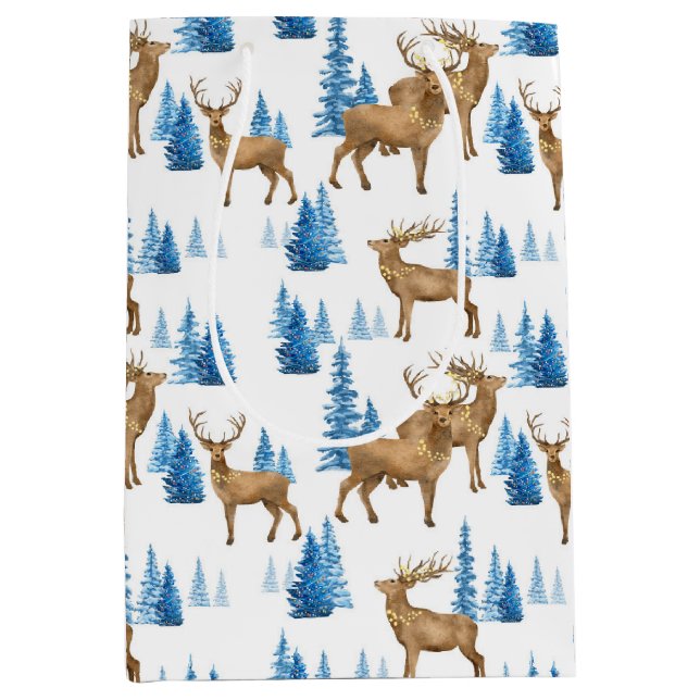 Winter Wonderland Reindeer Medium Gift Bag (Front)