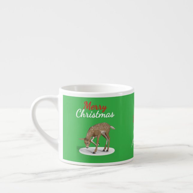 Winter Wonderland Reindeer Merry Christmas Espresso Cup (Left)