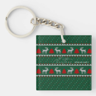 Winter Wonderland,Reindeer Pine Tree Green Key Ring