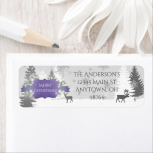 Winter Wonderland Return Address Labels - Purple