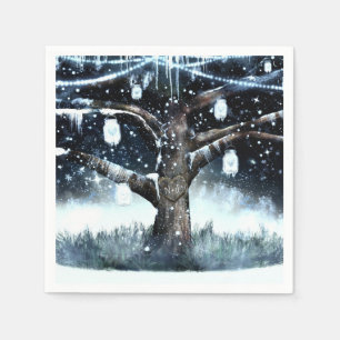 Winter Wonderland Rustic Tree Lights Mason Jars Napkin