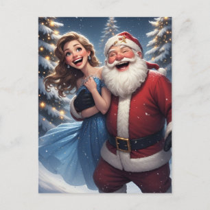 🎄 Winter Wonderland Santa & Snow Maiden ❄️Festive Postcard