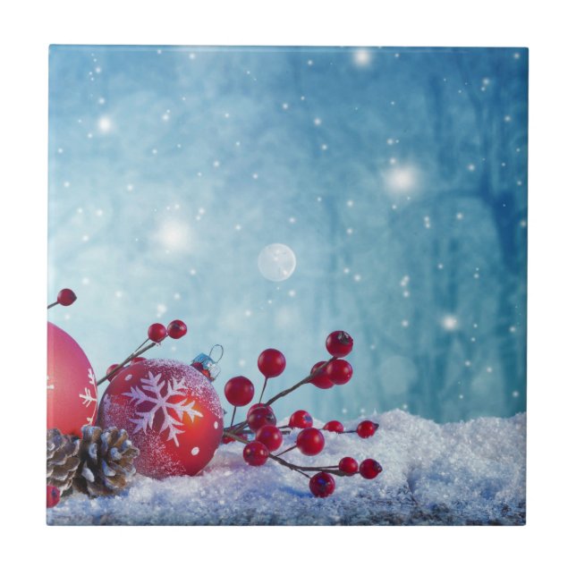 Winter Wonderland Scene Ceramic Tile (Front)