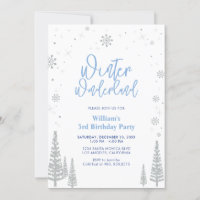 Winter Wonderland - Silver Boy Birthday Invitation