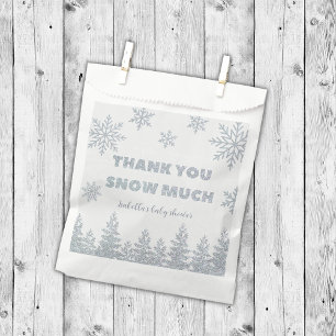 Winter Wonderland Silver Glitter Baby Shower Favour Bag