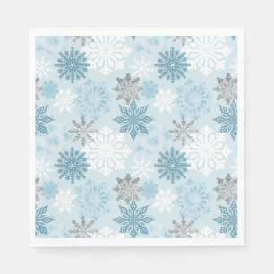 Winter Wonderland Silver Glitter Snowflakes Napkin