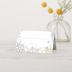 Winter Wonderland Silver Gold Place Card