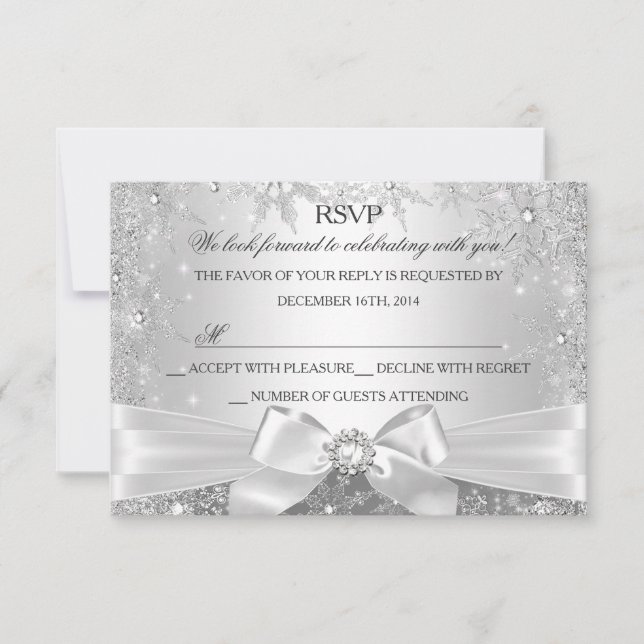 Winter Wonderland Silver RSVP Card (Front)