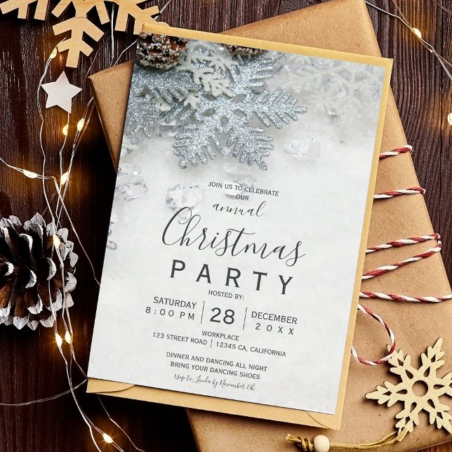 Winter wonderland silver snow Christmas corporate Invitation (Winter wonderland silver snow Christmas corporate Invitation)